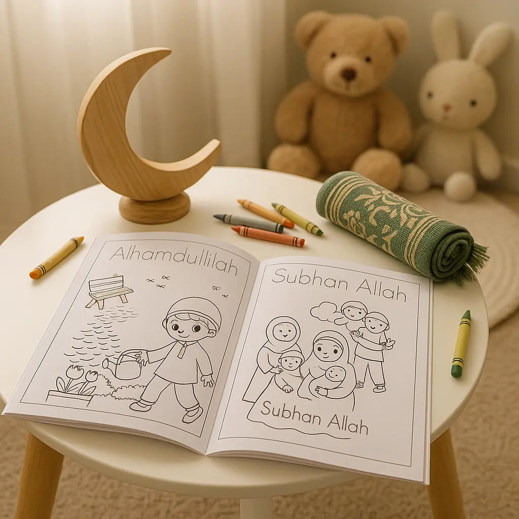 Islamic colouring book Little Muslims Big Colours – side angle view