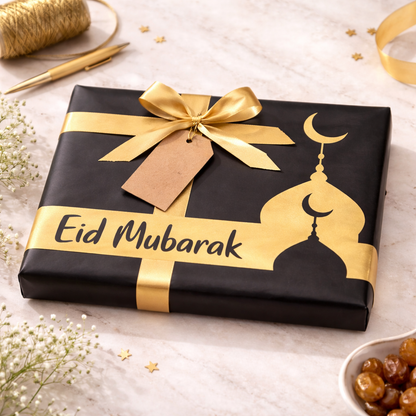 Eid Mubarak Black & Gold Gift Wrap The Pathway